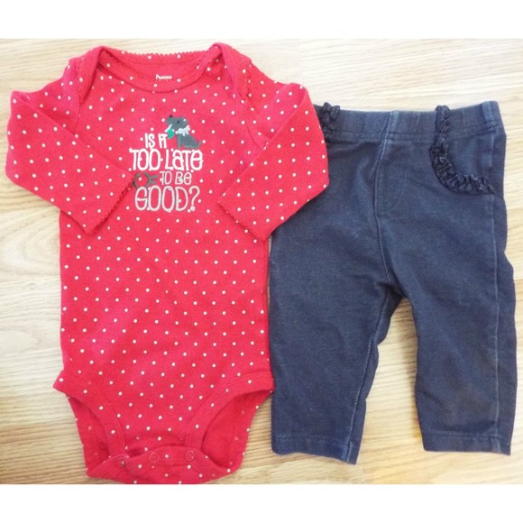 Girl's Sz 3-6 M Months Carter's Is It Too Late To Be Good Top & Garanimals Pants - Picture 1 of 5